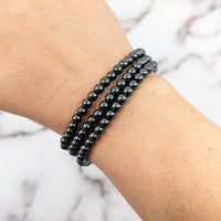 Dark Hematite 4mm beaded bracelet #SK9625 with metallic sheen and elegant design