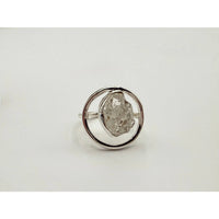 Silver meteorite and Herkimer diamond sterling silver ring LV9500