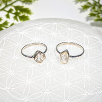 Herkimer diamond size 5.5 organic silver ring #BC1078 pair