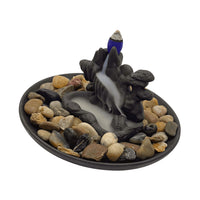 Incense Back Flow Waterfall #LV7340 with decorative rocks and flowing incense smoke