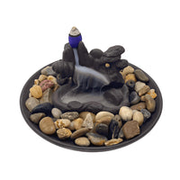 Incense burner with decorative rocks showcasing Incense Back Flow Waterfall #LV7340