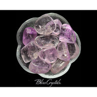A bowl of pink kunzite crystals from KUNZITE Grade AA Tumbled Stone 1 Lavender Gem #KT12