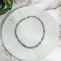 Labradorite 7’ Beaded Bracelet 4mm #LV4044 - Elegant Blue and White Beaded Jewelry