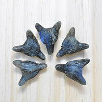 Five labradorite carved wolf head charms on 18’’ necklace LV9195