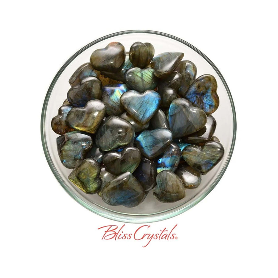 1 Flashy LABRADORITE HEART Polished Gemstone for Psychics 