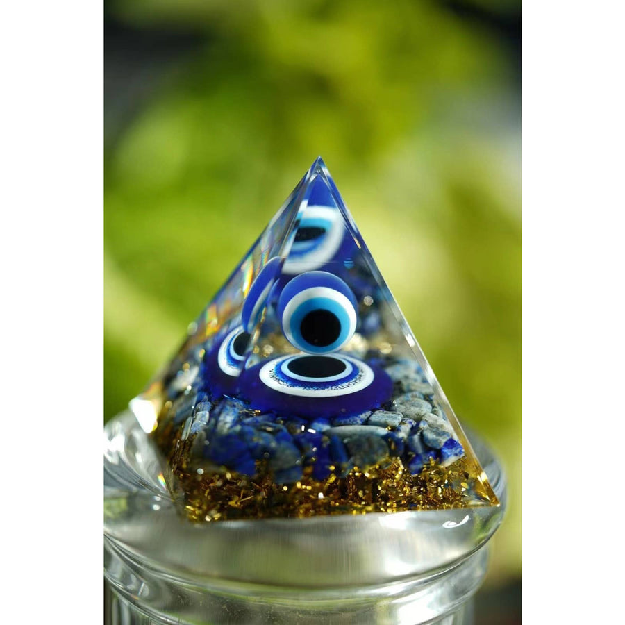 Lapis Lazuli Evil Eye Protection Orgonite Pyramid #LV9132