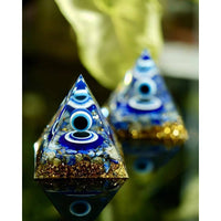 Lapis Lazuli Evil Eye Protection Orgonite Pyramid #LV9132