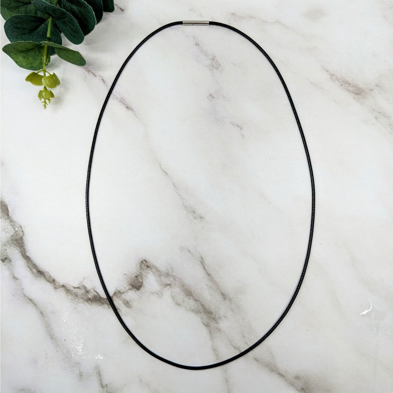 Black leather 2mm choker necklace 24’ (#LV5694) with a sleek and stylish design