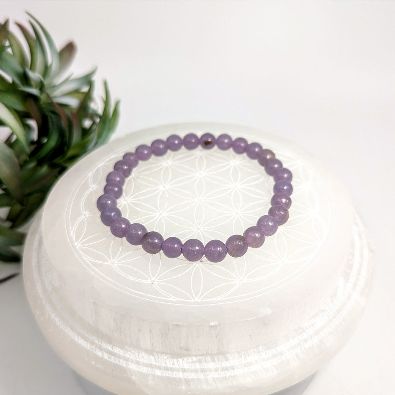 Purple beaded bracelet from Lepidolite 7-inch 6mm bead bracelet product image