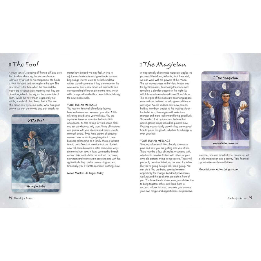 Lunar Tarot card spread from Lunar Tarot by Jayne Wallace LV7322 on display