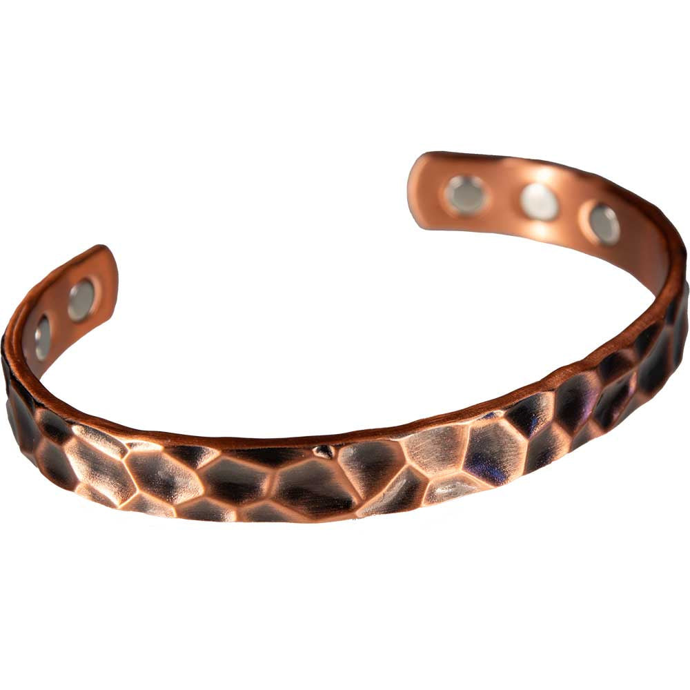 Hammered Copper Magnetic Bracelet in Antique Copper finish displayed on product page
