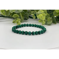 Green malachite 6mm beaded stretchable bracelet LV9527 with polished finish