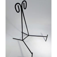 Black wrought iron easel with ornate curved top, 9-inch Metal Easel Stand #BC0715