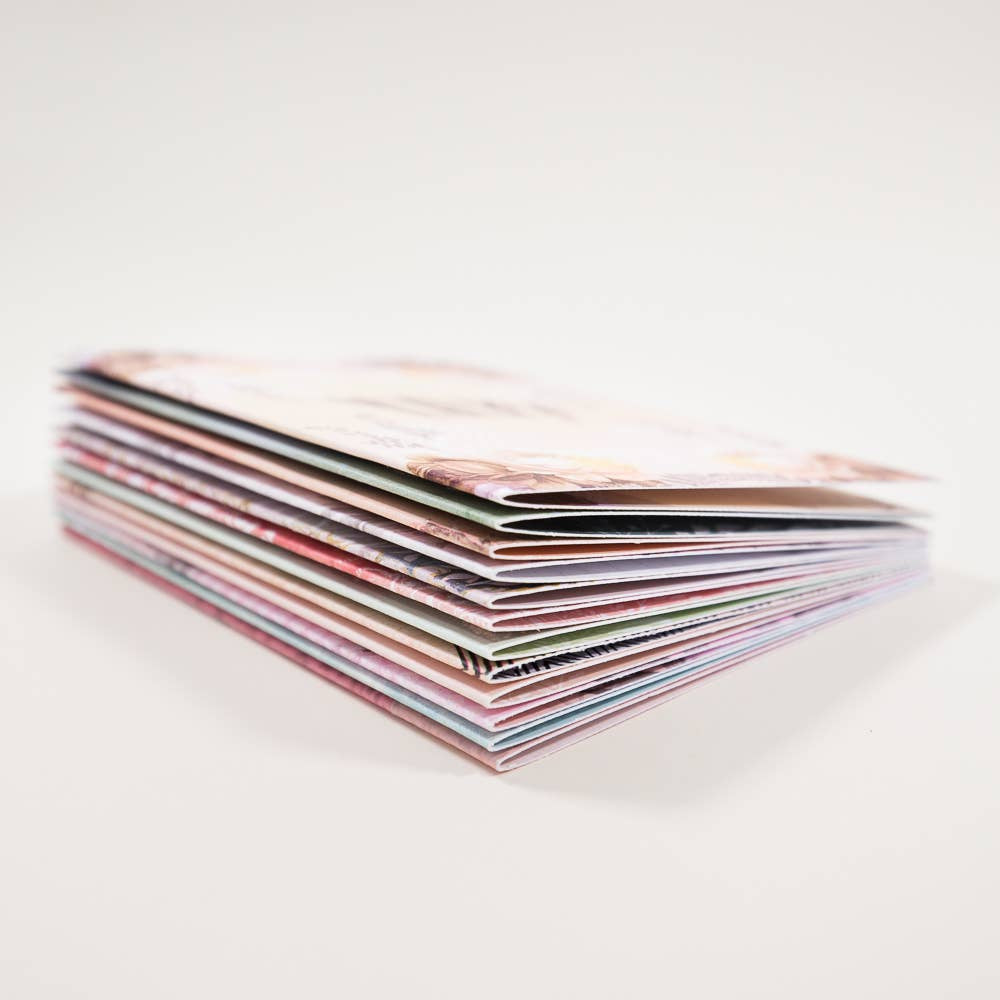 Mini dragonfly birthday greeting card envelopes, colorful pastel stack #SC0151