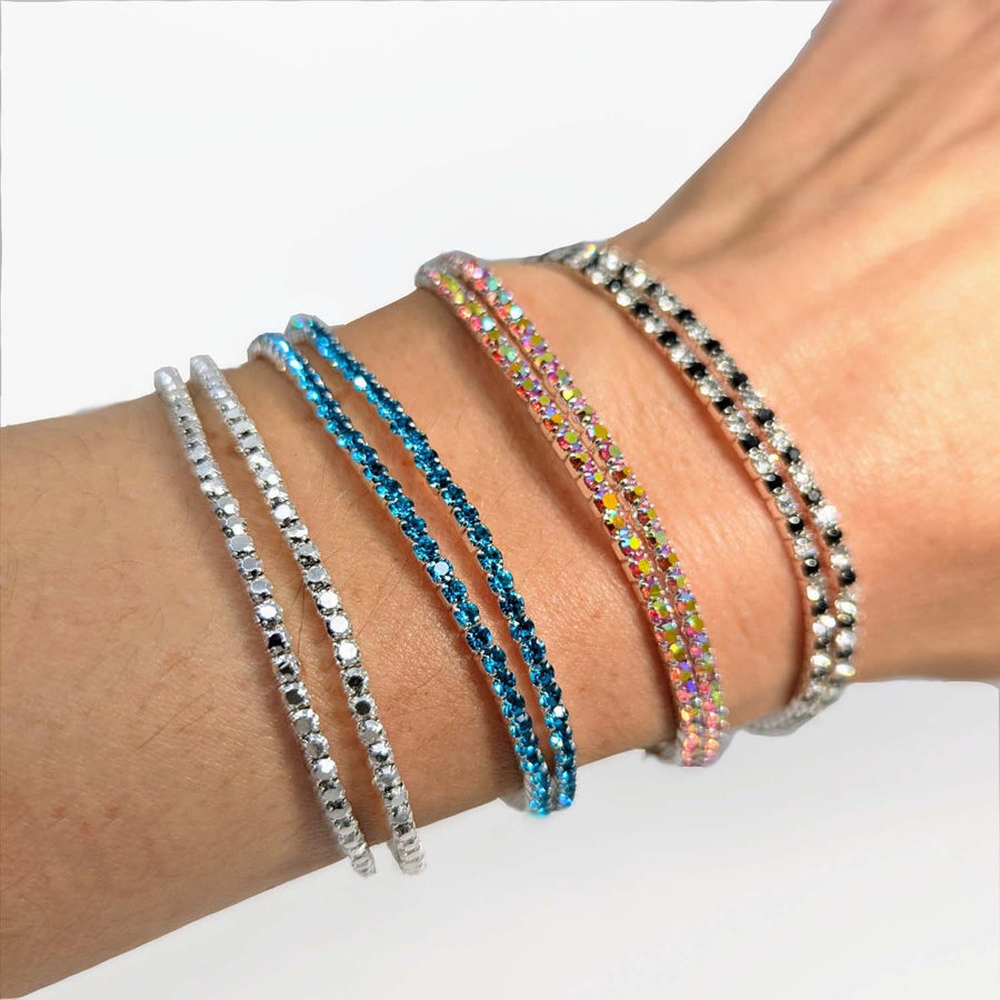Colorful rhinestone bracelets from Mini Rhinestone 6.5 inch Bracelet Set of 2 LV8542