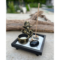 Mini Zen Garden with Ganesha Statue Candle and Incense Holder for relaxation and meditation