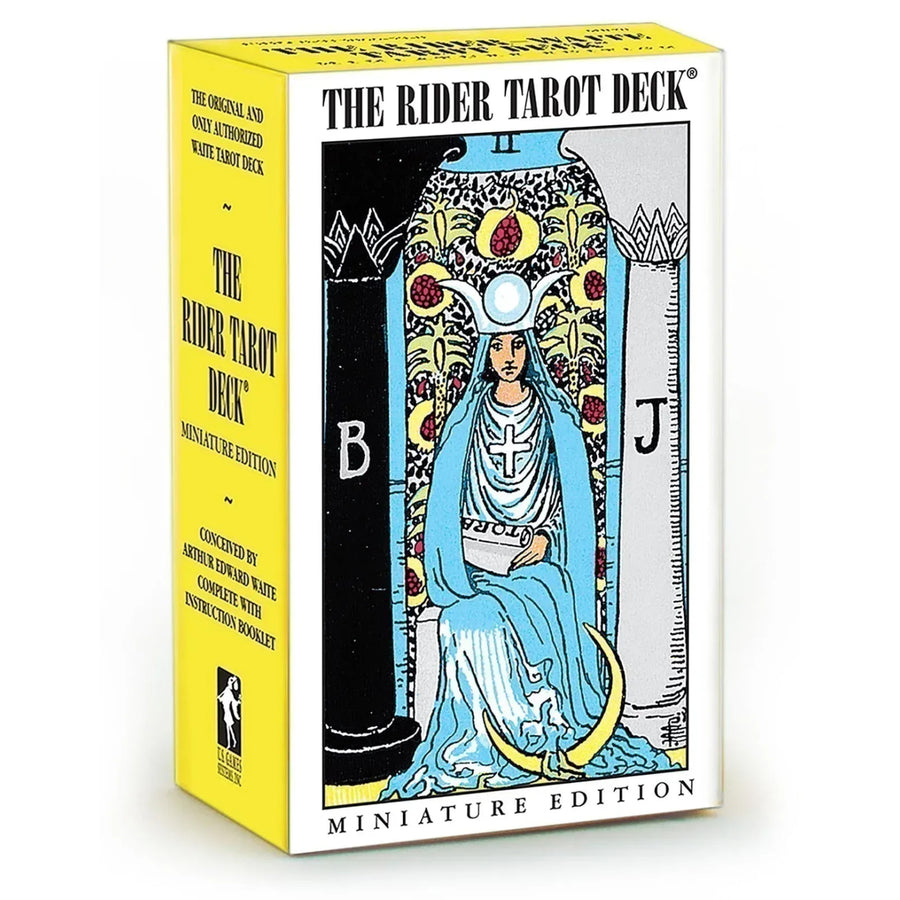 Close-up of the Miniature Rider-Waite® Tarot Deck #Q245 showcasing a woman on a throne card