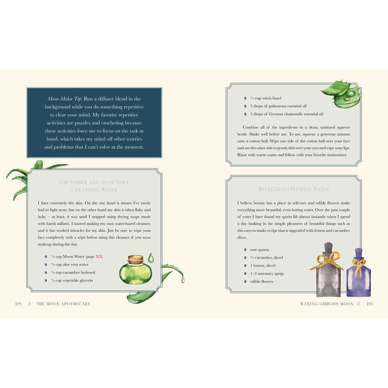 Pages from a beauty recipe book in Moon Apothecary by Lorriane Anderson LV7323