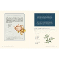 Recipe for anxiety-relieving tea displayed with Moon Apothecary by Lorraine Anderson LV7323