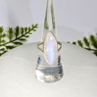 Moonstone Sz 7.5 Marquis S.S. Ring #BC1537