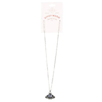 Delicate silver Moth w/ Stone adjustable 16’’-18’’ necklace with purple gem pendant