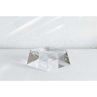 Geometric clear glass pedestal for Mova Globe Crystal Base display