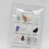 Natural Gemstone Card Pack #XBH004D featuring a bag of colorful crystals