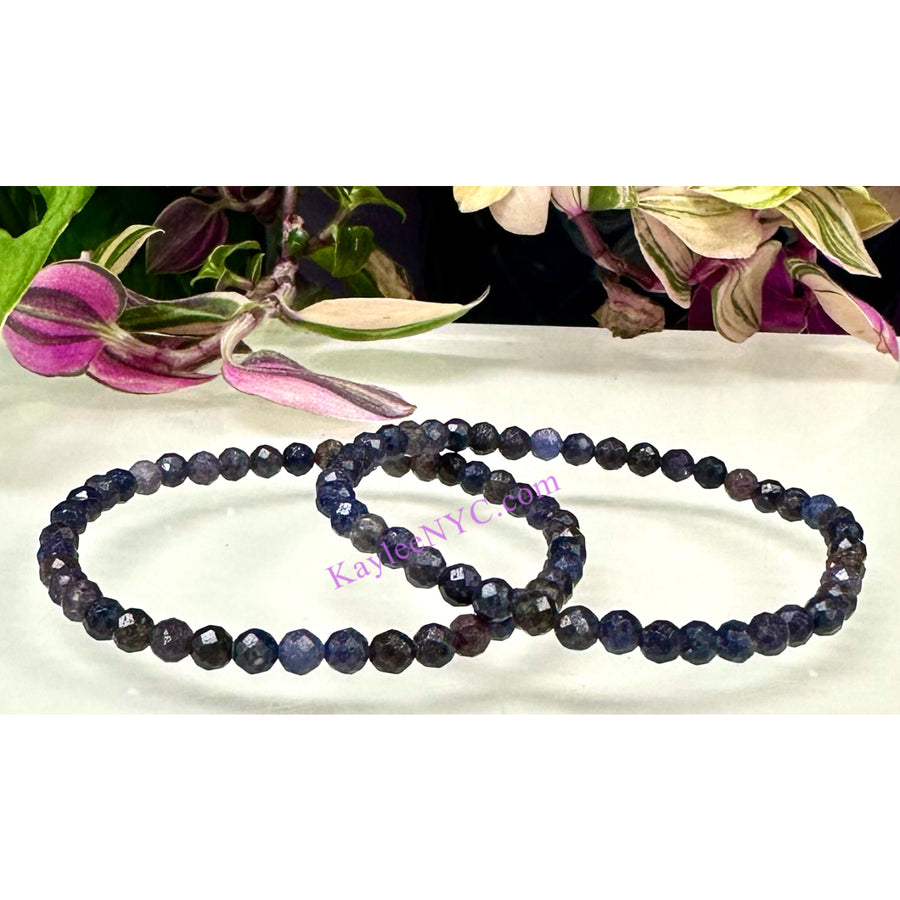 Dark blue beaded bracelet with faceted crystals from Natural Sapphire Collection