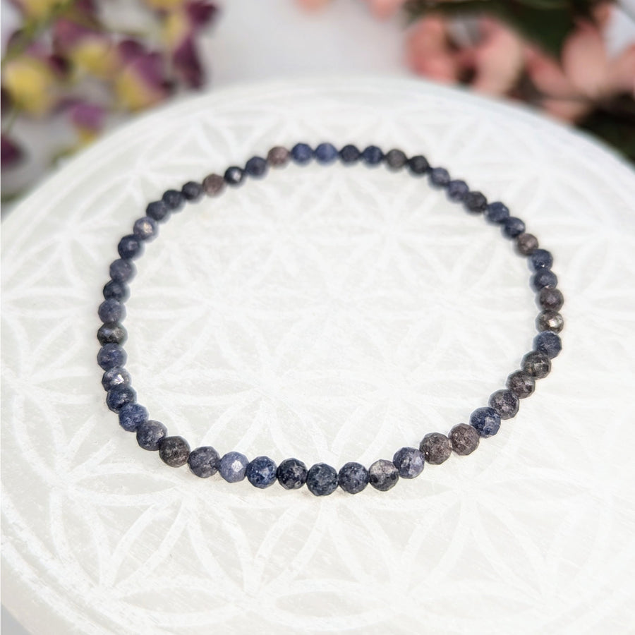 Dark blue beaded bracelet from the Natural Sapphire Faceted 4mm Crystal Bracelet collection