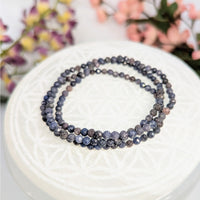 Natural sapphire faceted 4mm beaded crystal bracelet shown in product LV7357
