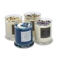 Three scented New Moon crystal candles in 7.5oz square glass by Ritual Candles