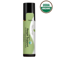 Organic Respir Support Lip Balm with Organic Oils, 10 ml Roll On Essential Oil Blend