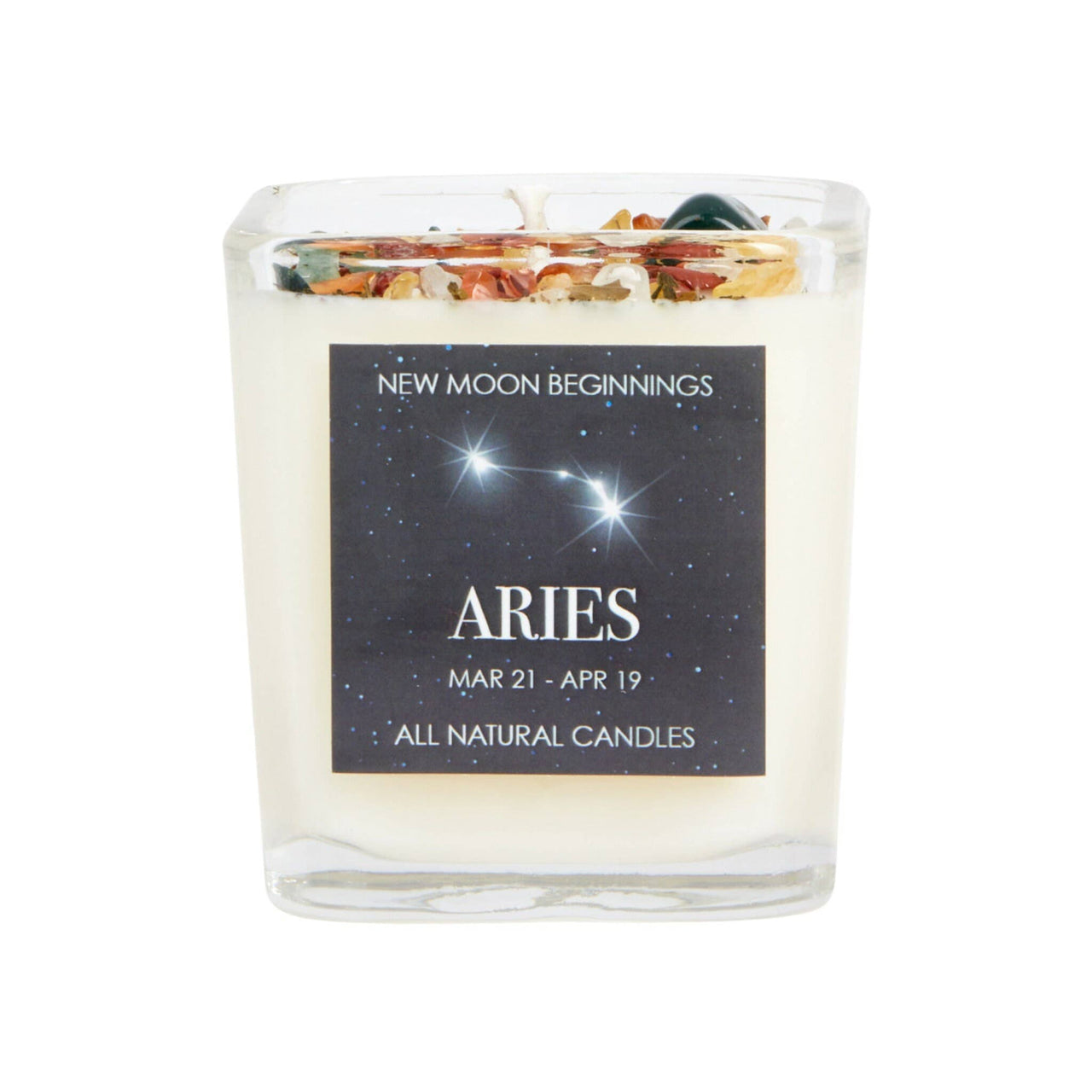 Peaceful Home glass candle with constellation design, 7.5oz soy handmade accessory