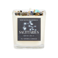 Peaceful Home glass jar candle with constellations, crystals, and herbs - 7.5oz Handmade Soy