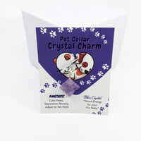 Purple and white card with cartoon dog for Pet Collar Clip-On Crystal Charm - Amethyst #LV3472