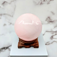 Pink Calcite 2.9’ Sphere with White Marble Stand #LV1800 - Elegant Gemstone Decor