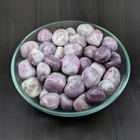 Bowl of Purple Marble Eggs featuring Pink Tourmaline & Quartz w/ Lepidolite Tumbled