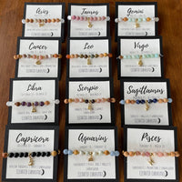 Premium Zodiac Beaded Bracelet w/ 18k Gold Fill Charm
