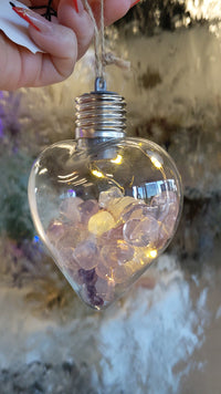 Crystal Heart Ornament with Lights -Assorted Crystals #SK9440
