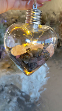 Crystal Heart Ornament with Lights -Assorted Crystals #SK9440