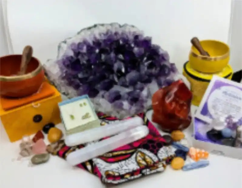 Purple amethyst crystal cluster with deep violet coloring.