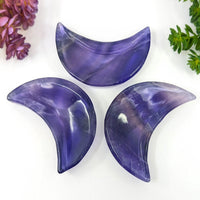 Purple Fluorite 3.4’’ Moon Bowl #BC0075 with Amethyst Crescent Massage Tool