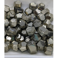 Metallic Pyrite Mini Nugget showcasing unique cubic and dodecahedral crystal shapes
