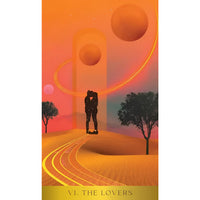 Tarot card showing embracing figures from Radiant Wilds Tarot by Nat Girsberger
