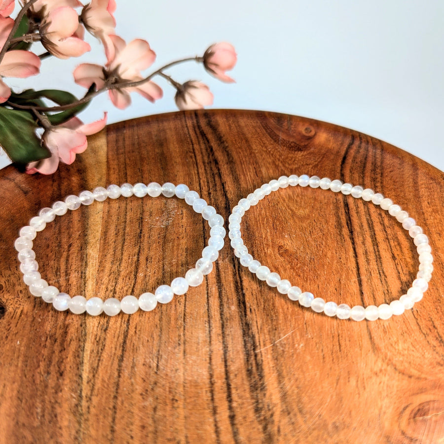 Rainbow Moonstone beaded bracelets in 4mm or 5mm size, stylish jewelry accessory