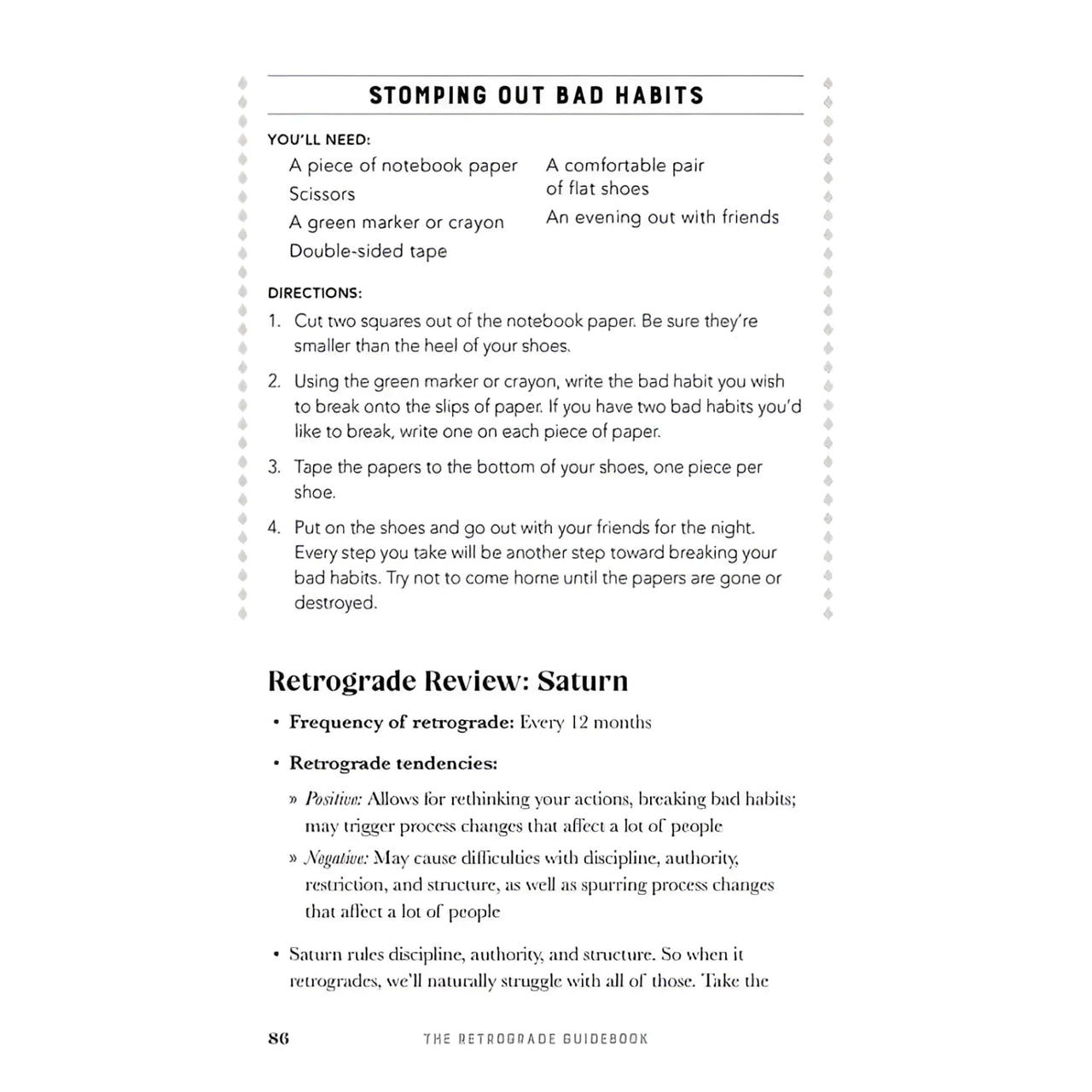 Page from a self-help book in the Retrograde Guidebook by Jennifer Billock