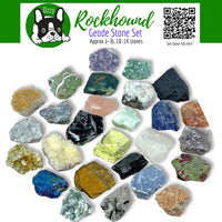 Rockhound Rough Geode Stone Set 10-14 Assorted Crystals 