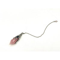 Rose Quartz 12-Faceted Pendant Necklace with Antique Silver Filigree and Black Accents #LV9533