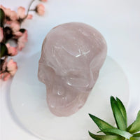 Rose quartz naturally carved skull showing spiritual aphrodisiac and heart’s deepest yearnings