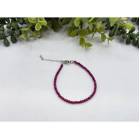 Ruby beaded bracelet with faceted 3mm beads and silver clasp LV9534